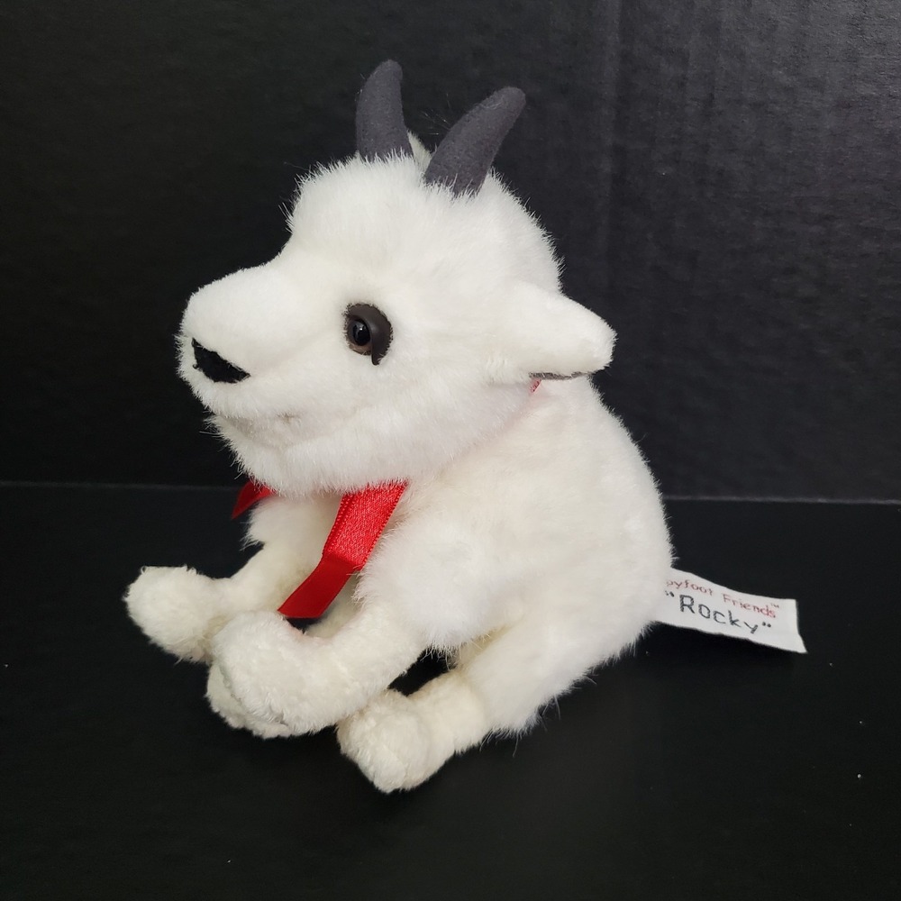 Stuffed Animal House Floppyfoot Friends Rocky White Mountain Goat Plush Soft Toy